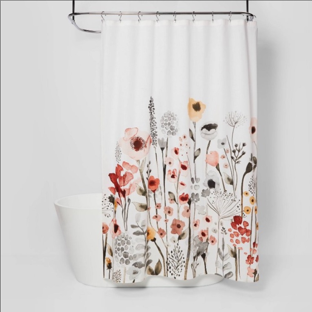 ❌SOLD❌ Floral Wave Shower Curtain White - Threshold